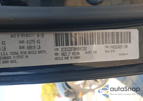 2019 Dodge Challenger R/T from USA, damaged, VIN 2C3CDZBT8KH501332